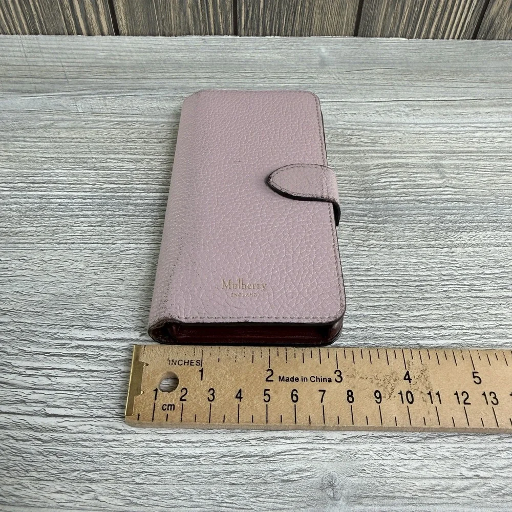 Mulberry iPhone 6 6s 7 Leather Wallet Folio Case Pink Burgundy Card Holder